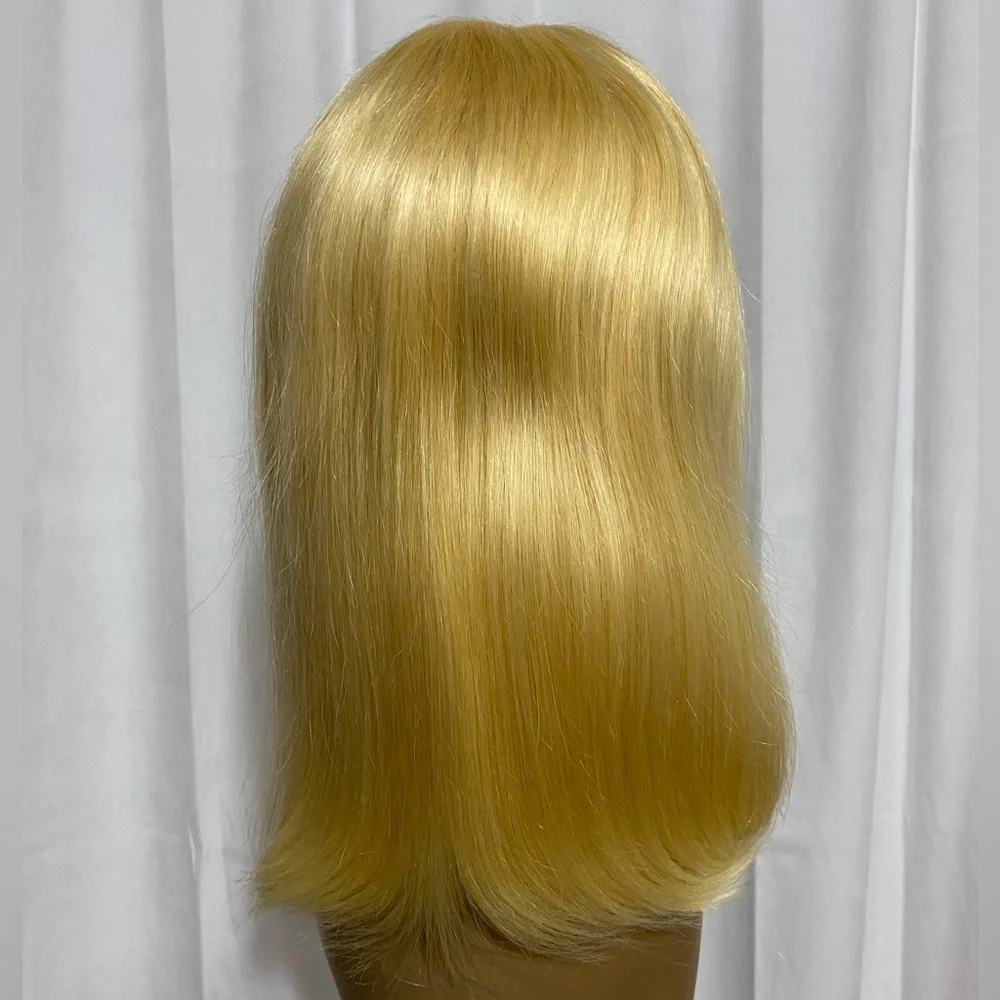 16 Inch Blonde 613 13x4 Lace Front Wig Human Hair Straight Pre-Plucked Med/Large